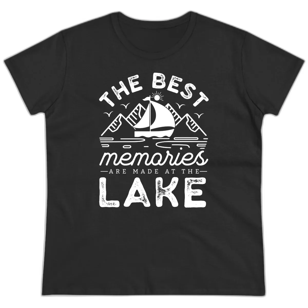 The Best Memories Are Made At The Lake Ladies Tee in Black