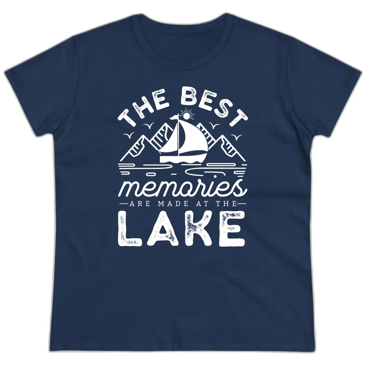 The Best Memories Are Made At The Lake Ladies Tee in Navy