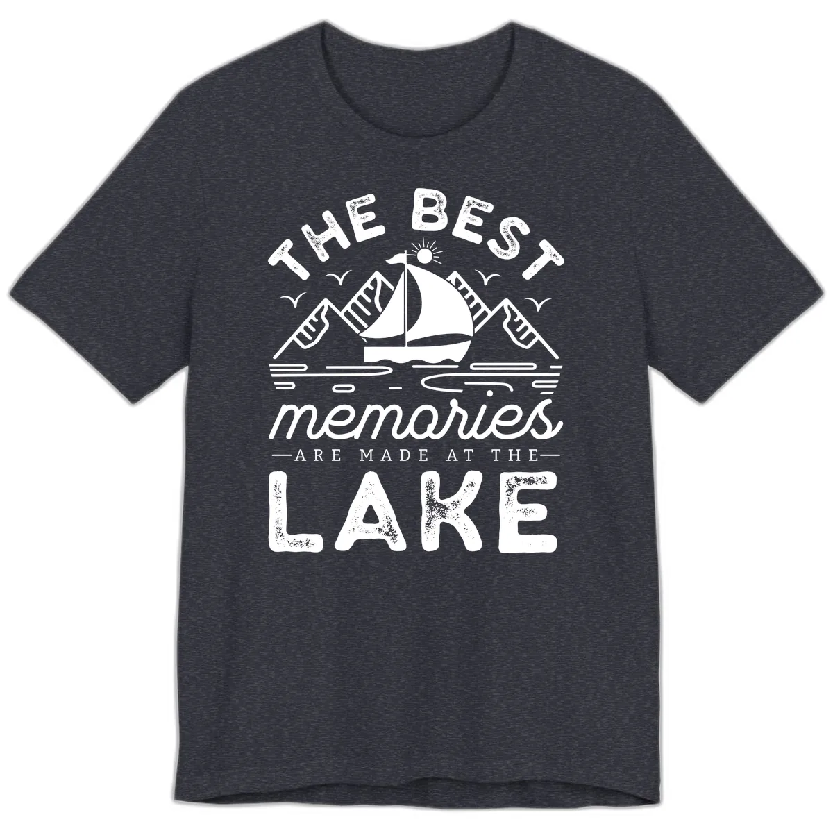 The Best Memories Are Made At The Lake Premium T-Shirt in Heather Navy