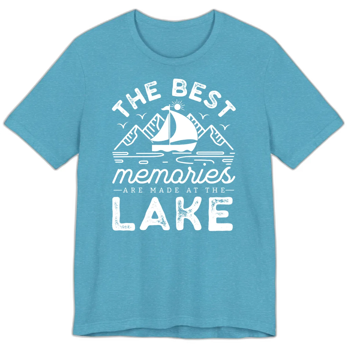 The Best Memories Are Made At The Lake Premium T-Shirt in Heather Aqua