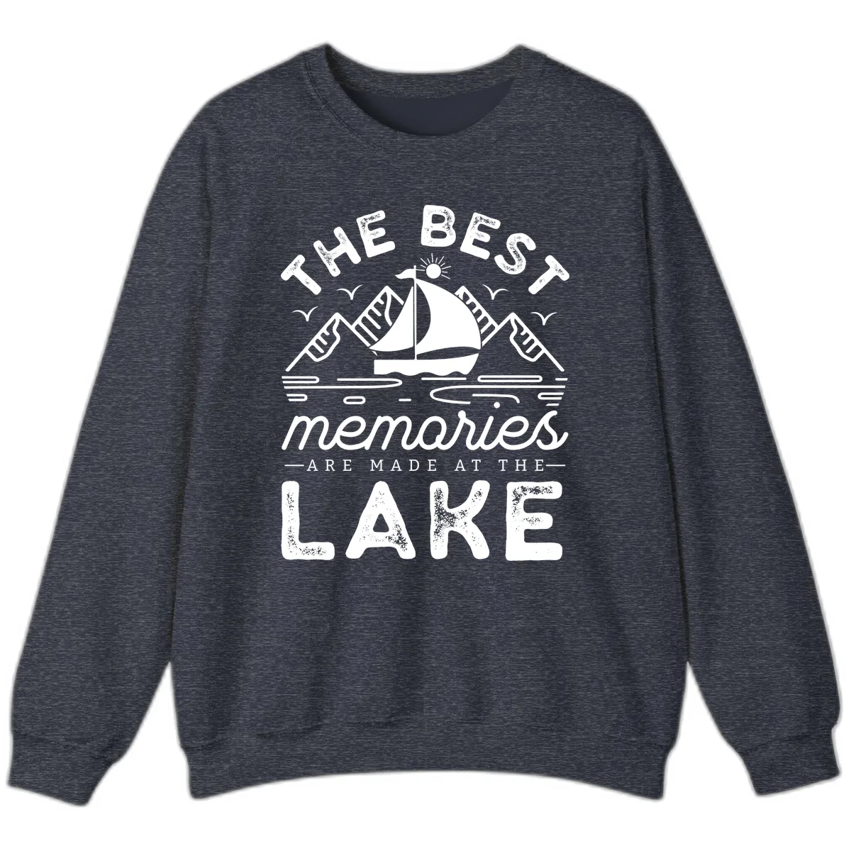 The Best Memories Are Made At The Lake Sweatshirt in Heather Sport Dark Navy