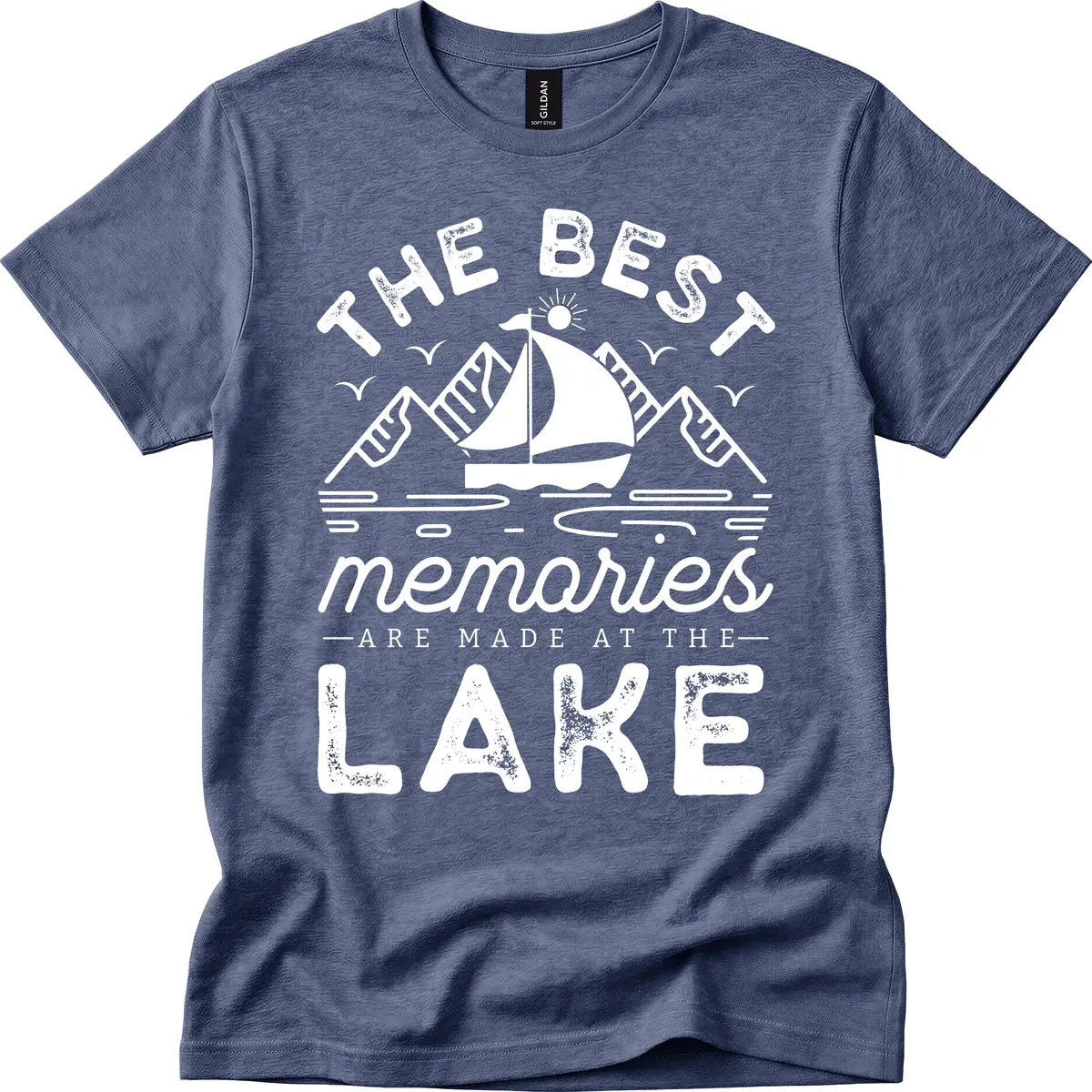 The Best Memories Are Made At The Lake T-Shirt in Heather Navy