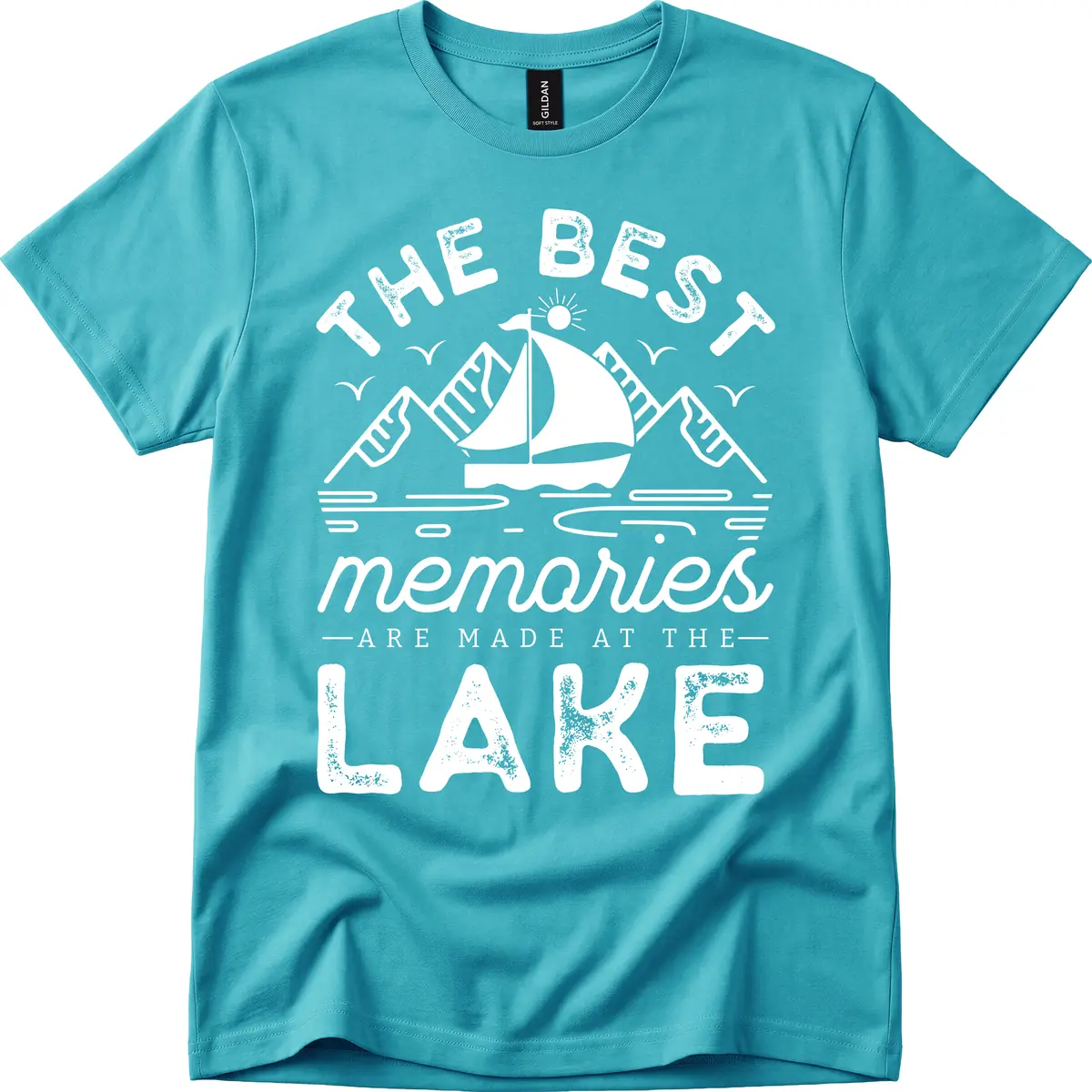 The Best Memories Are Made At The Lake T-Shirt in Tropical Blue