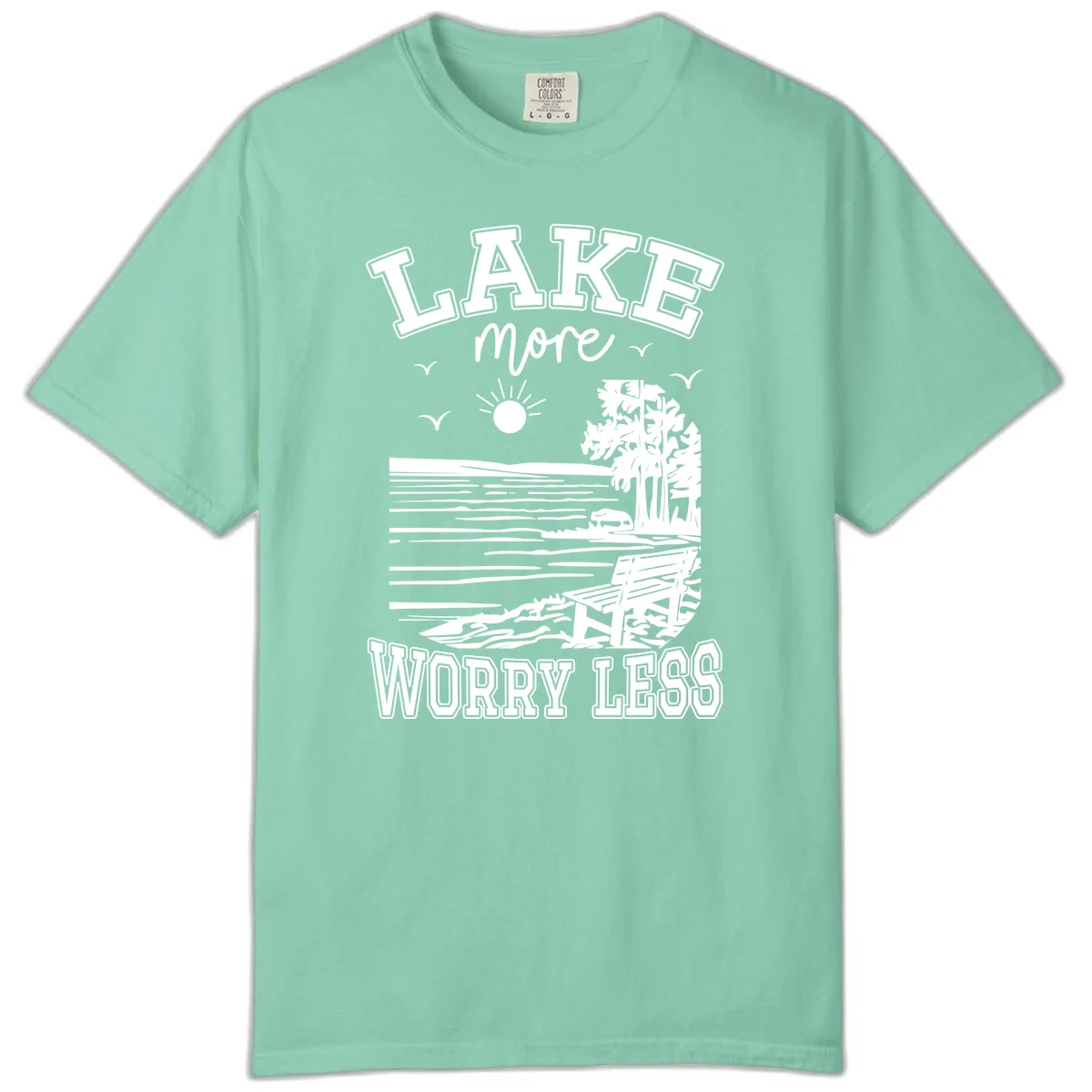 Lake More Worry Less Scenic View Comfort Color in Island Reef