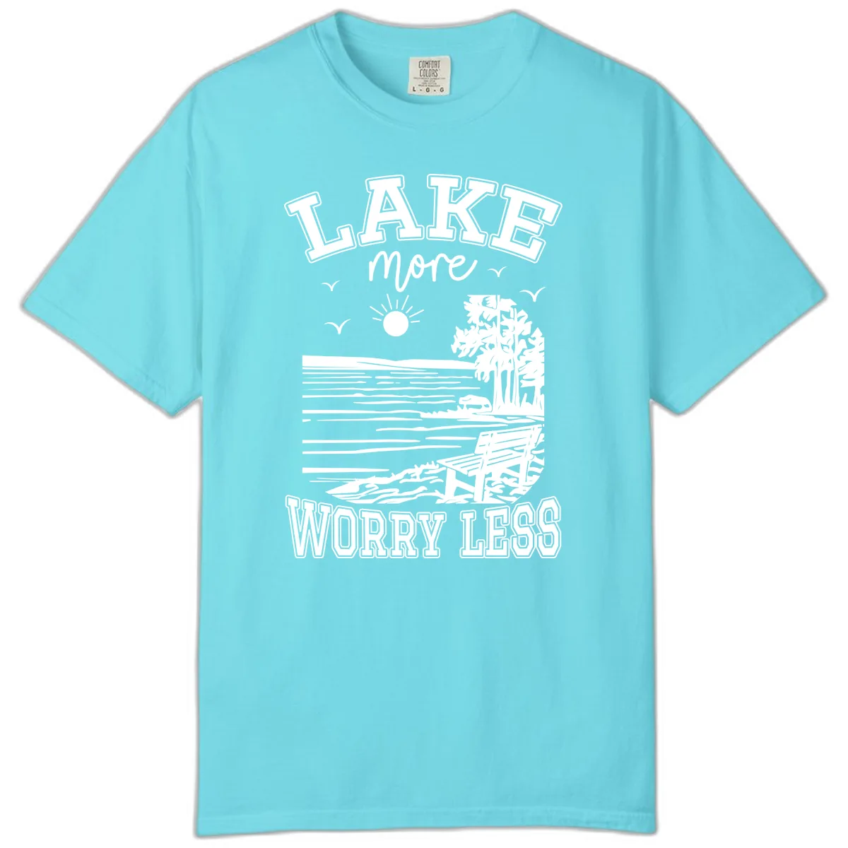Lake More Worry Less Scenic View Comfort Color in Lagoon Blue