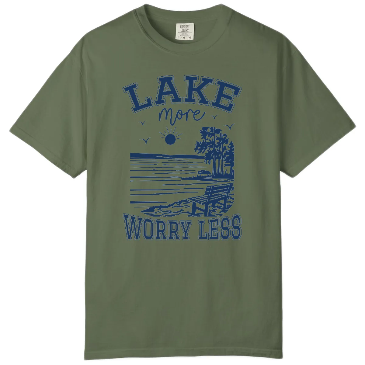 Lake More Worry Less Scenic View Comfort Color in Sage