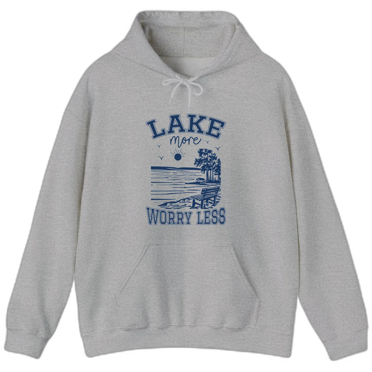Lake More Worry Less Scenic View Hoodie in Sport Grey