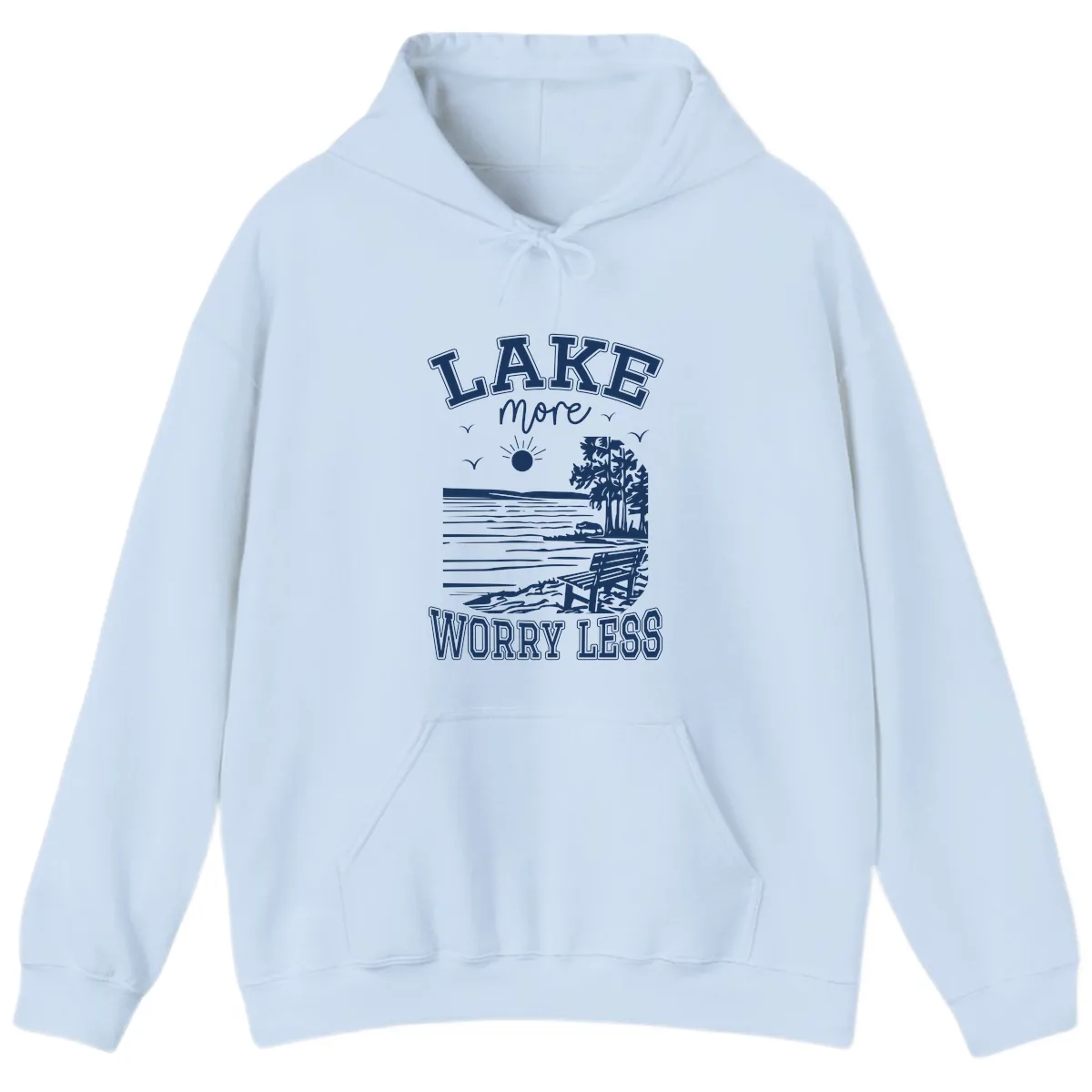 Lake More Worry Less Scenic View Hoodie in Light Blue