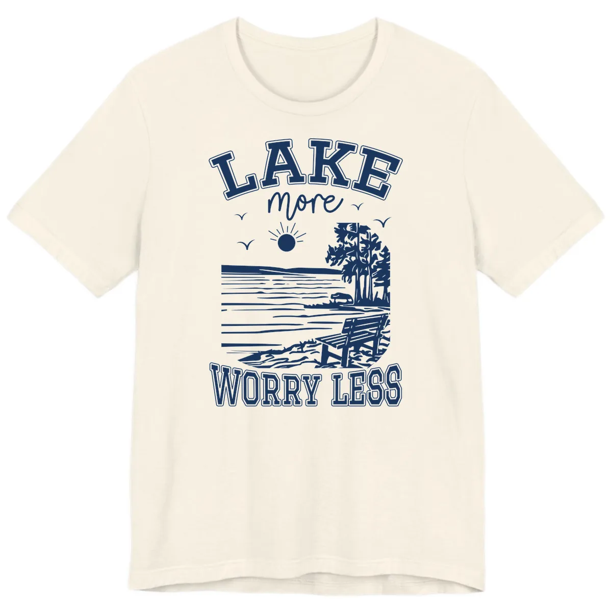 Lake More Worry Less Scenic View Premium T-Shirt in Natural