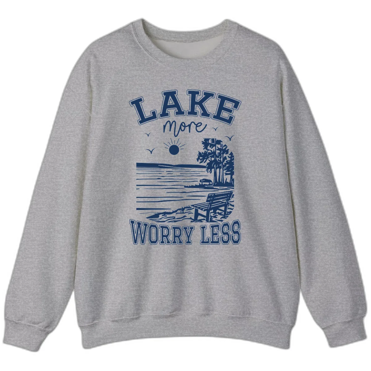 Lake More Worry Less Scenic View Sweatshirt in Sport Grey