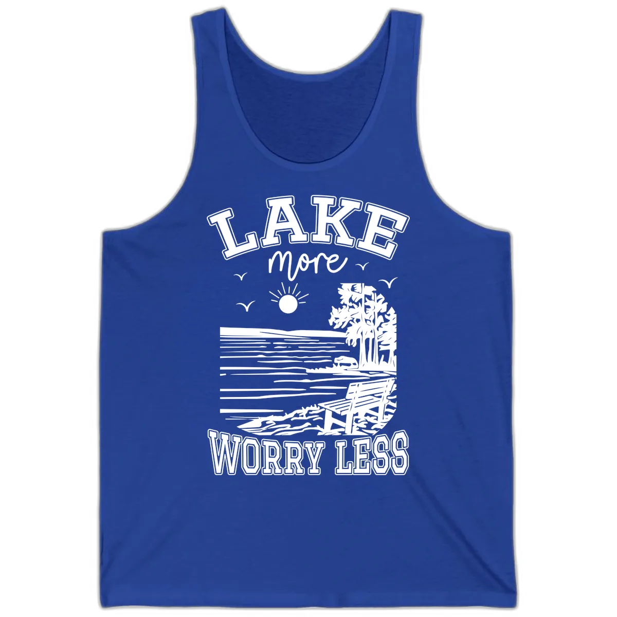 Lake More Worry Less Scenic View Tank in True Royal