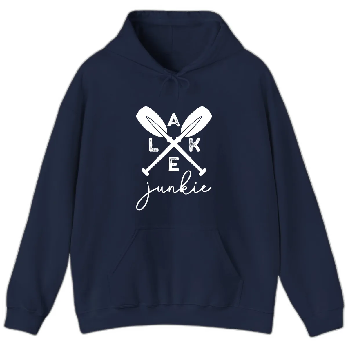 Lake Junkie Paddles Design Hoodie in Navy
