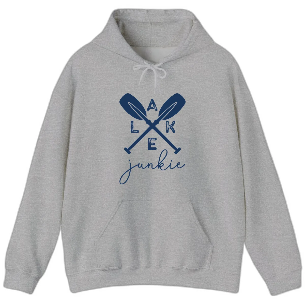 Lake Junkie Paddles Design Hoodie in Sport Grey