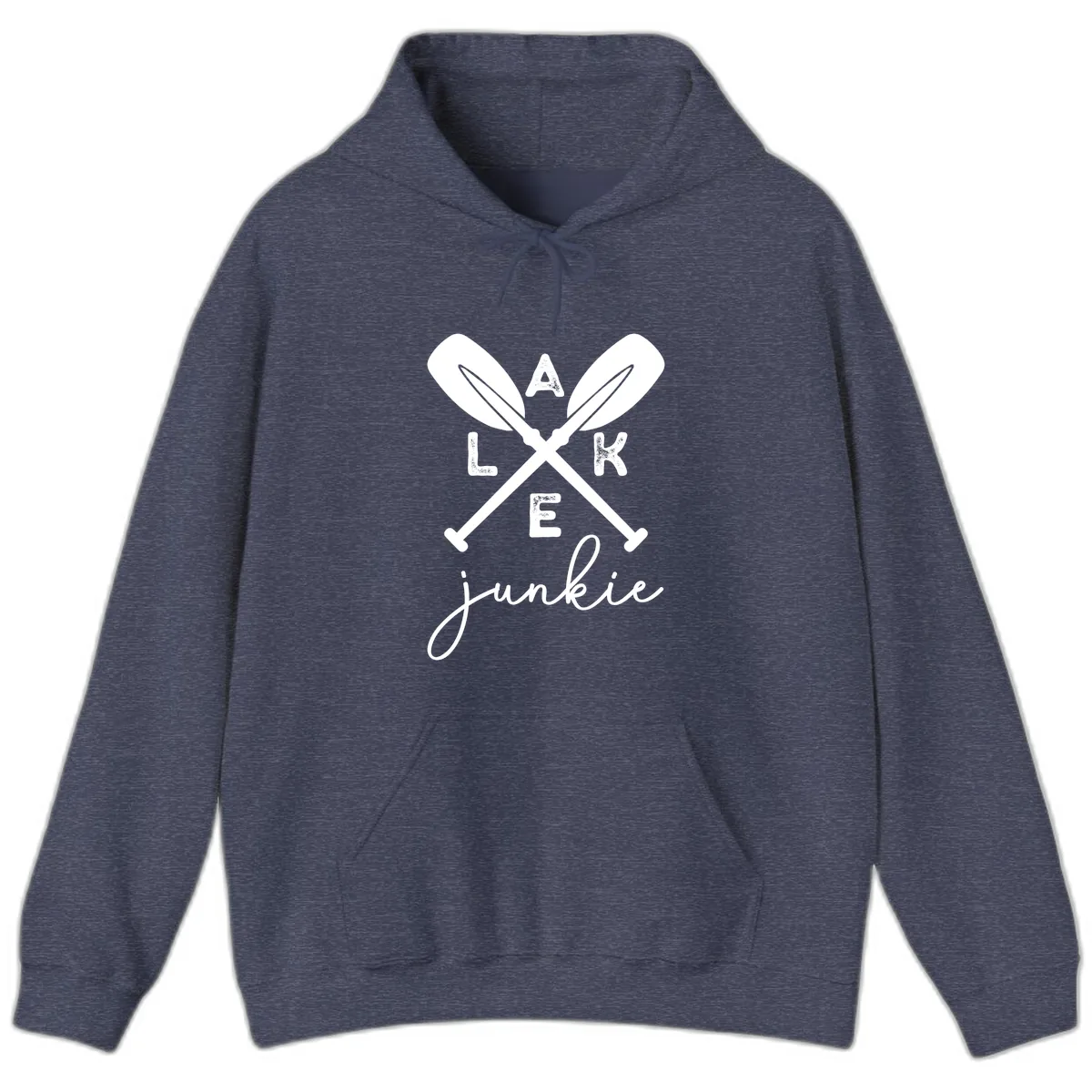 Lake Junkie Paddles Design Hoodie in Heather Sport Dark Navy
