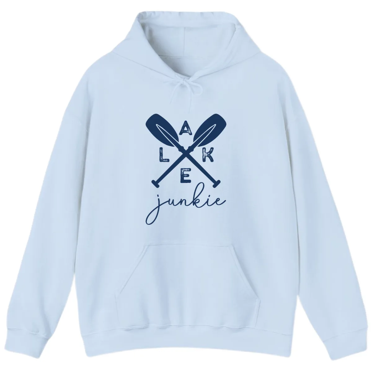 Lake Junkie Paddles Design Hoodie in Light Blue