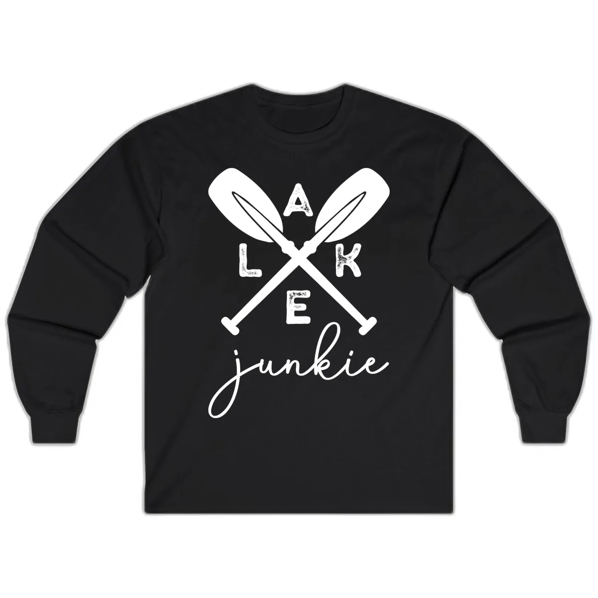 Lake Junkie Paddles Design Long Sleeve in Black