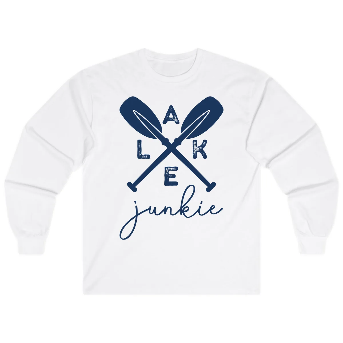 Lake Junkie Paddles Design Long Sleeve in White