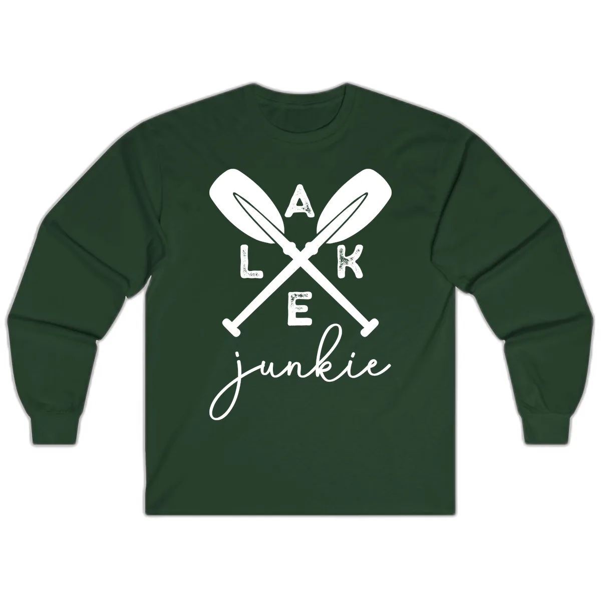 Lake Junkie Paddles Design Long Sleeve in Forest Green