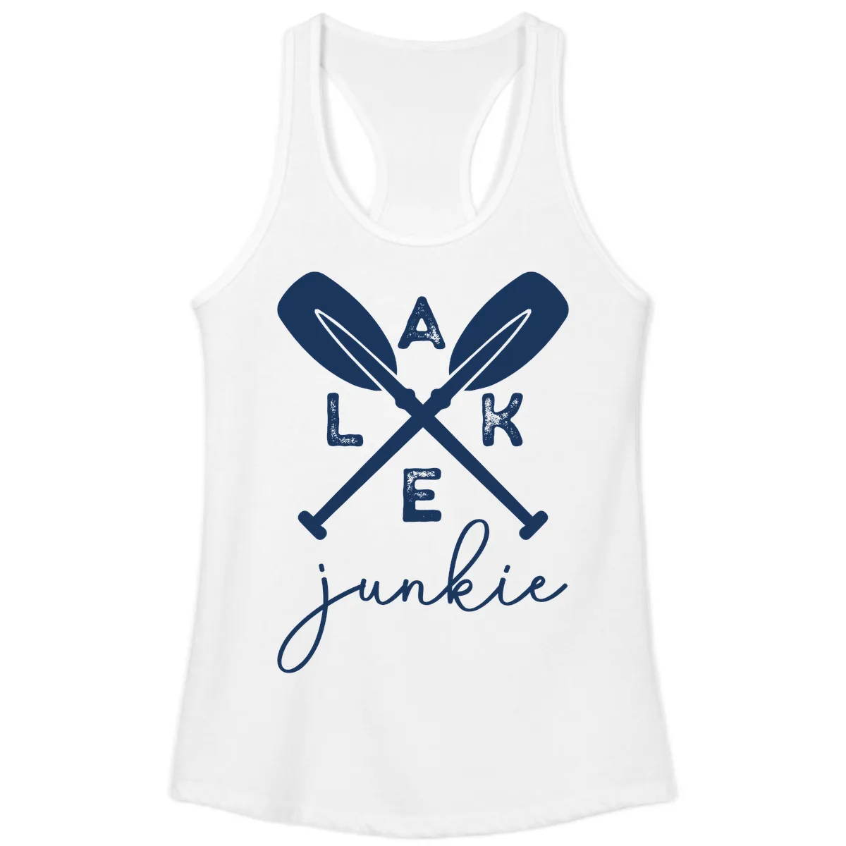 Lake Junkie Paddles Design Ladies Tank in White