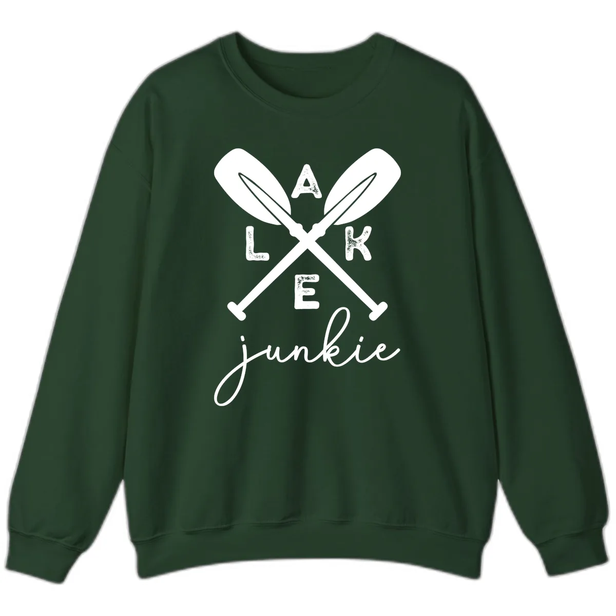 Lake Junkie Paddles Design Sweatshirt in Forest Green
