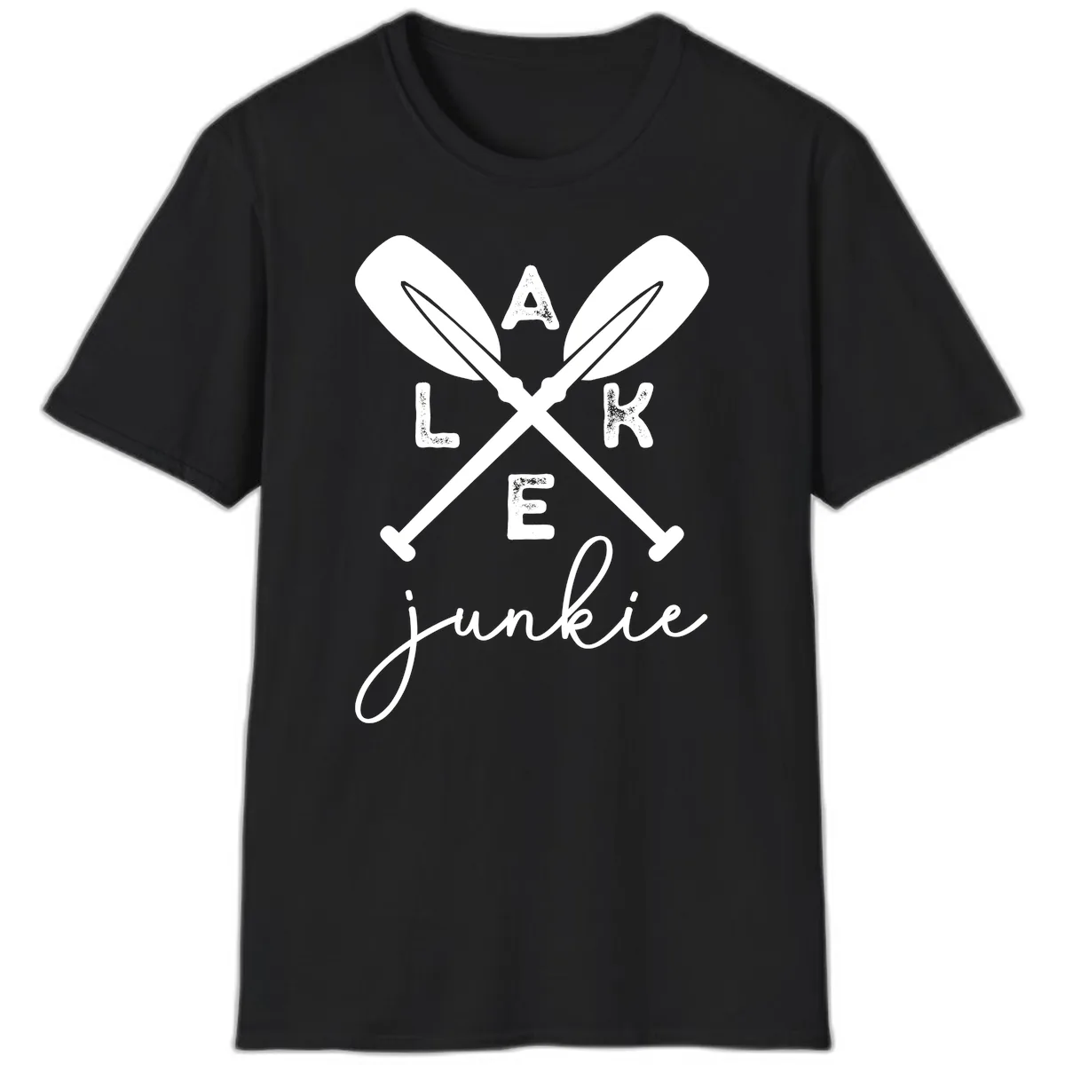 Lake Junkie Paddles Design T-Shirt in Black