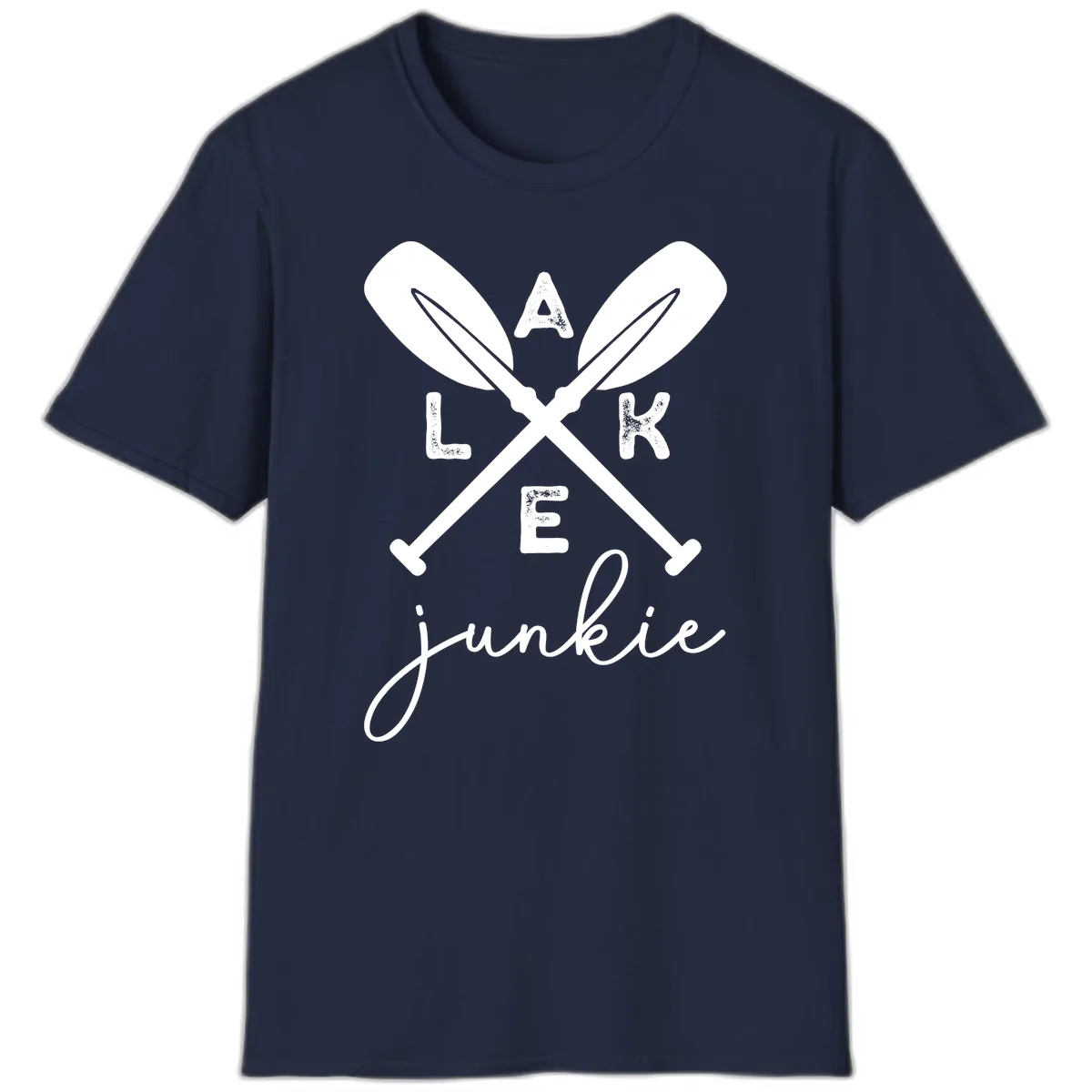 Lake Junkie Paddles Design T-Shirt in Navy