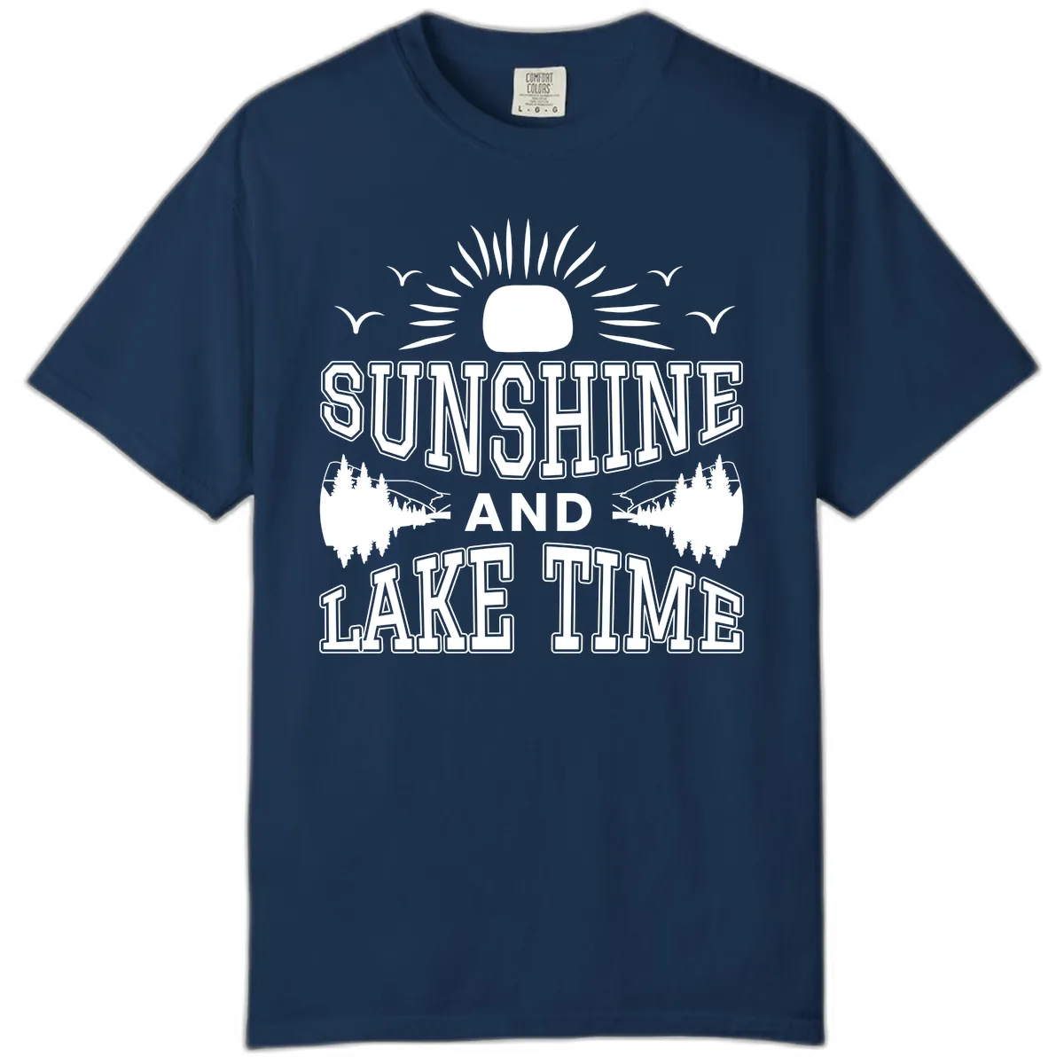 Sunshine And Lake Time Graphic Comfort Color in Navy