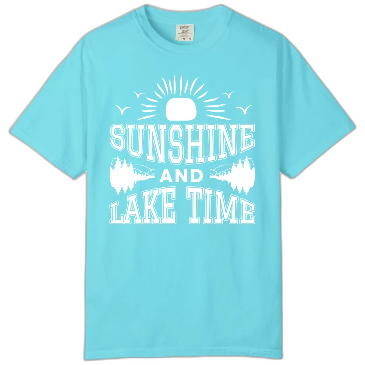 Sunshine And Lake Time Graphic Comfort Color in Lagoon Blue