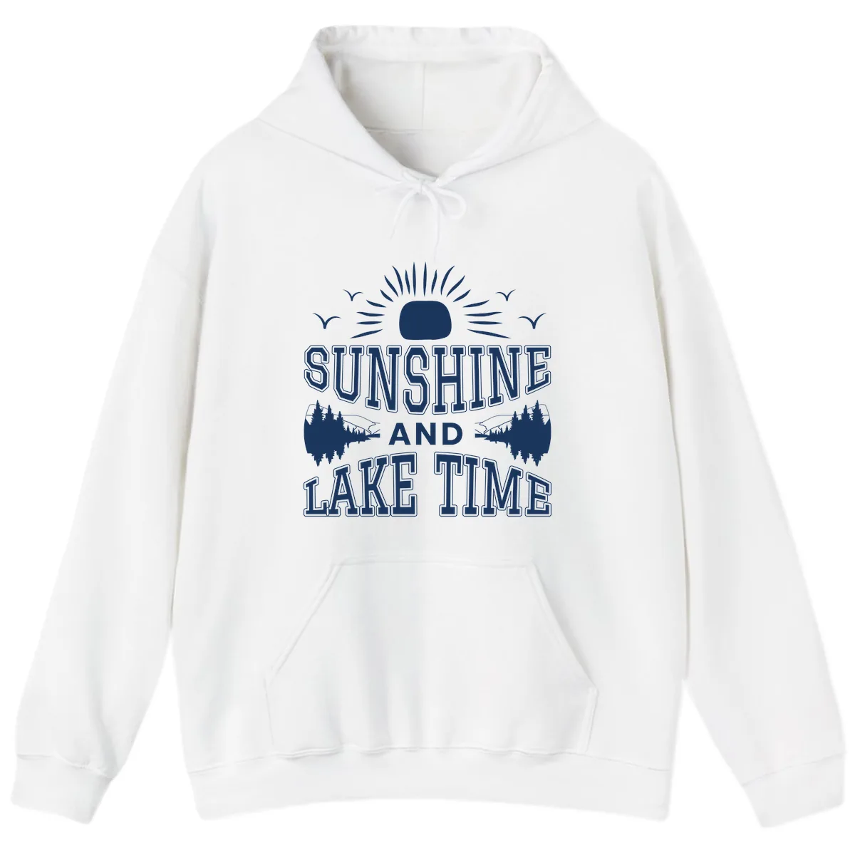 Sunshine And Lake Time Graphic Hoodie in White