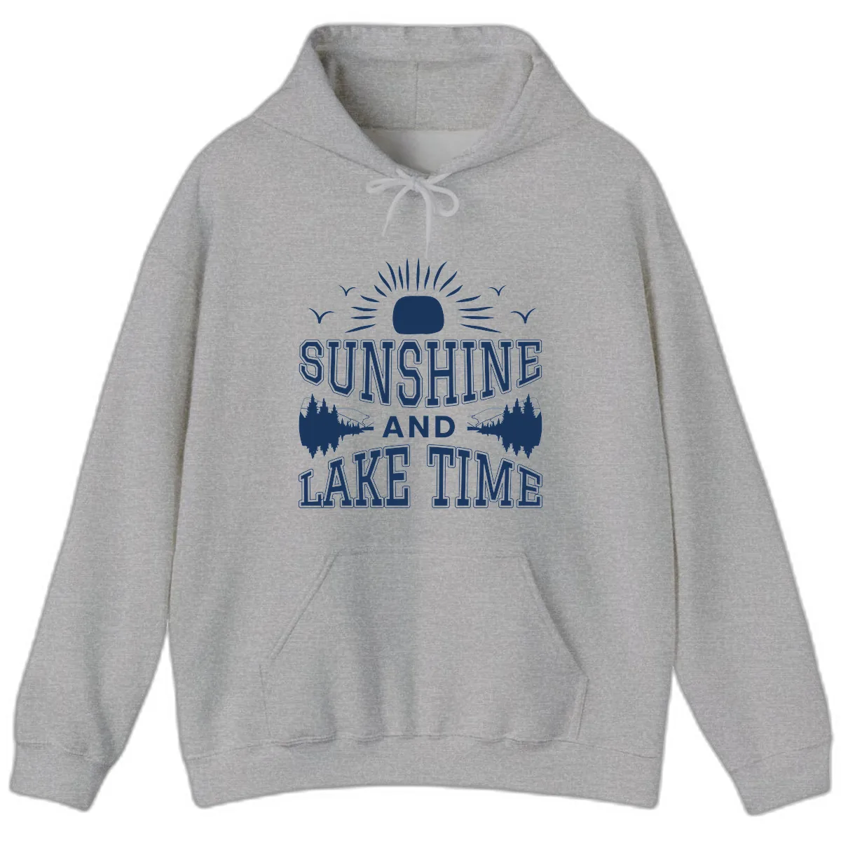 Sunshine And Lake Time Graphic Hoodie in Sport Grey