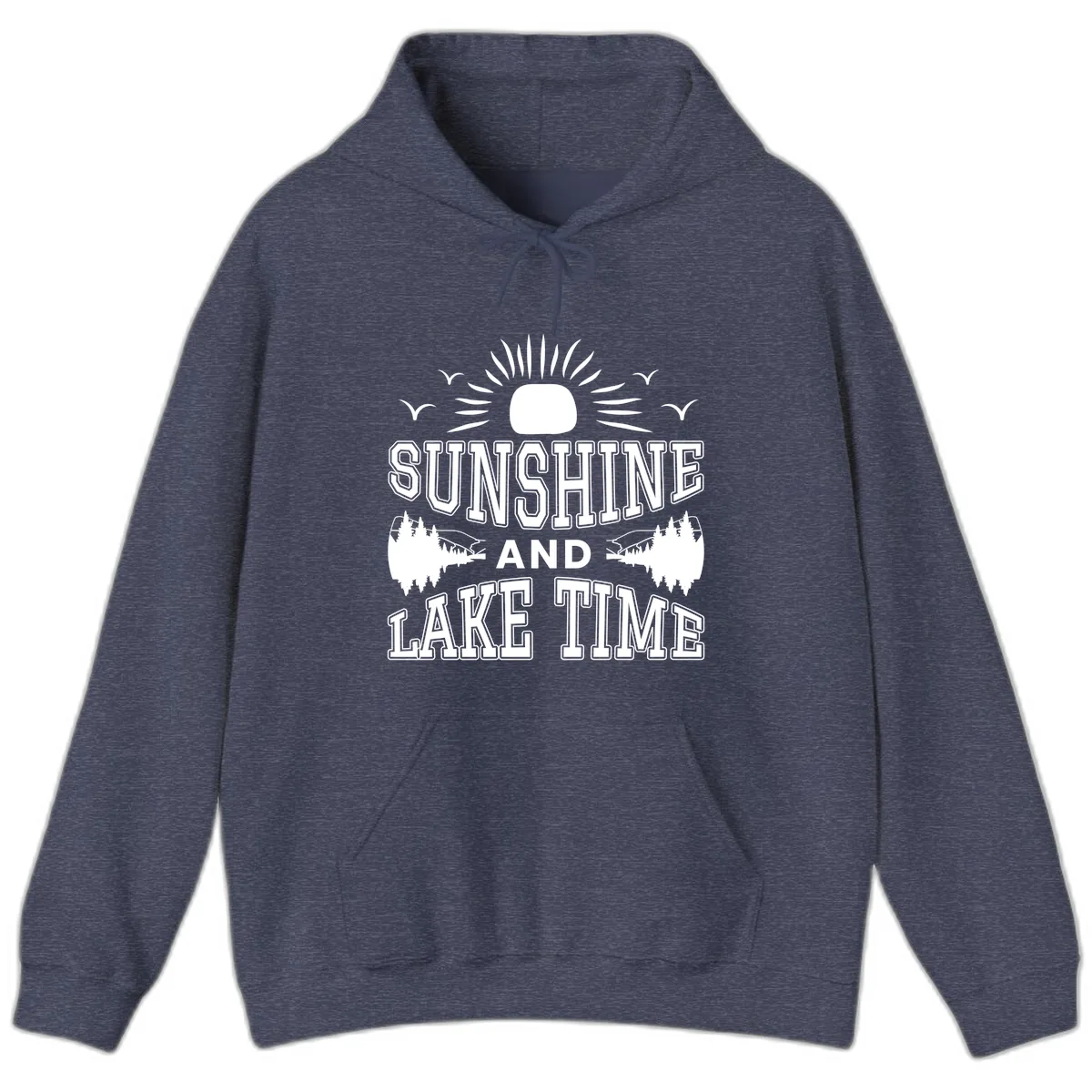 Sunshine And Lake Time Graphic Hoodie in Heather Sport Dark Navy