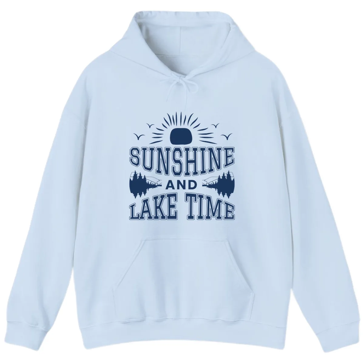 Sunshine And Lake Time Graphic Hoodie in Light Blue