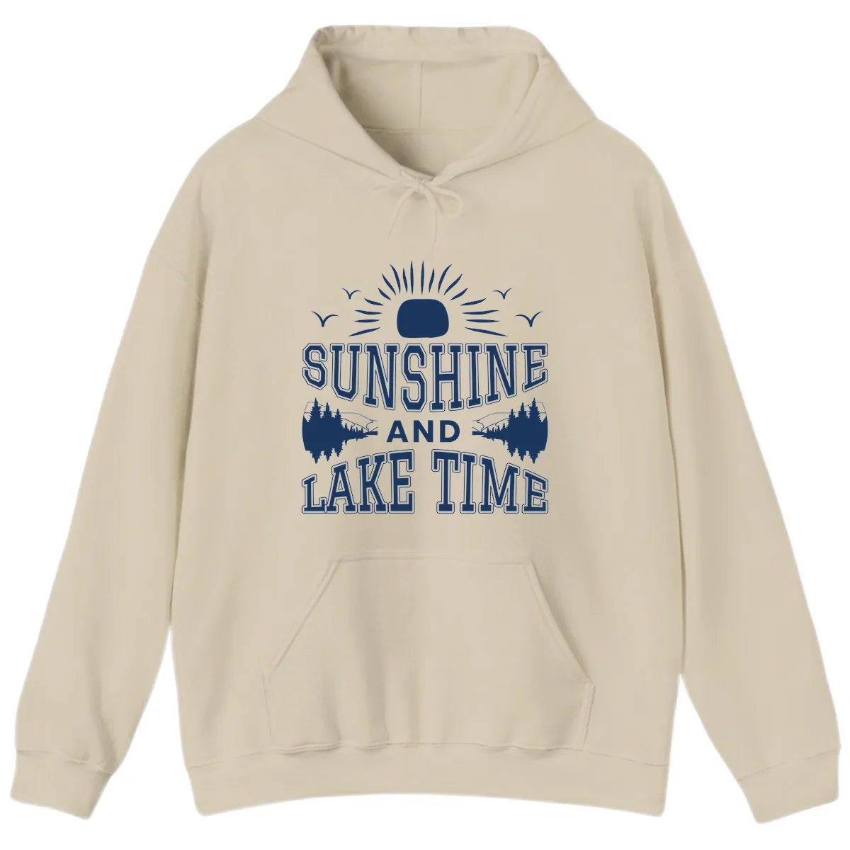 Sunshine And Lake Time Graphic Hoodie in Sand