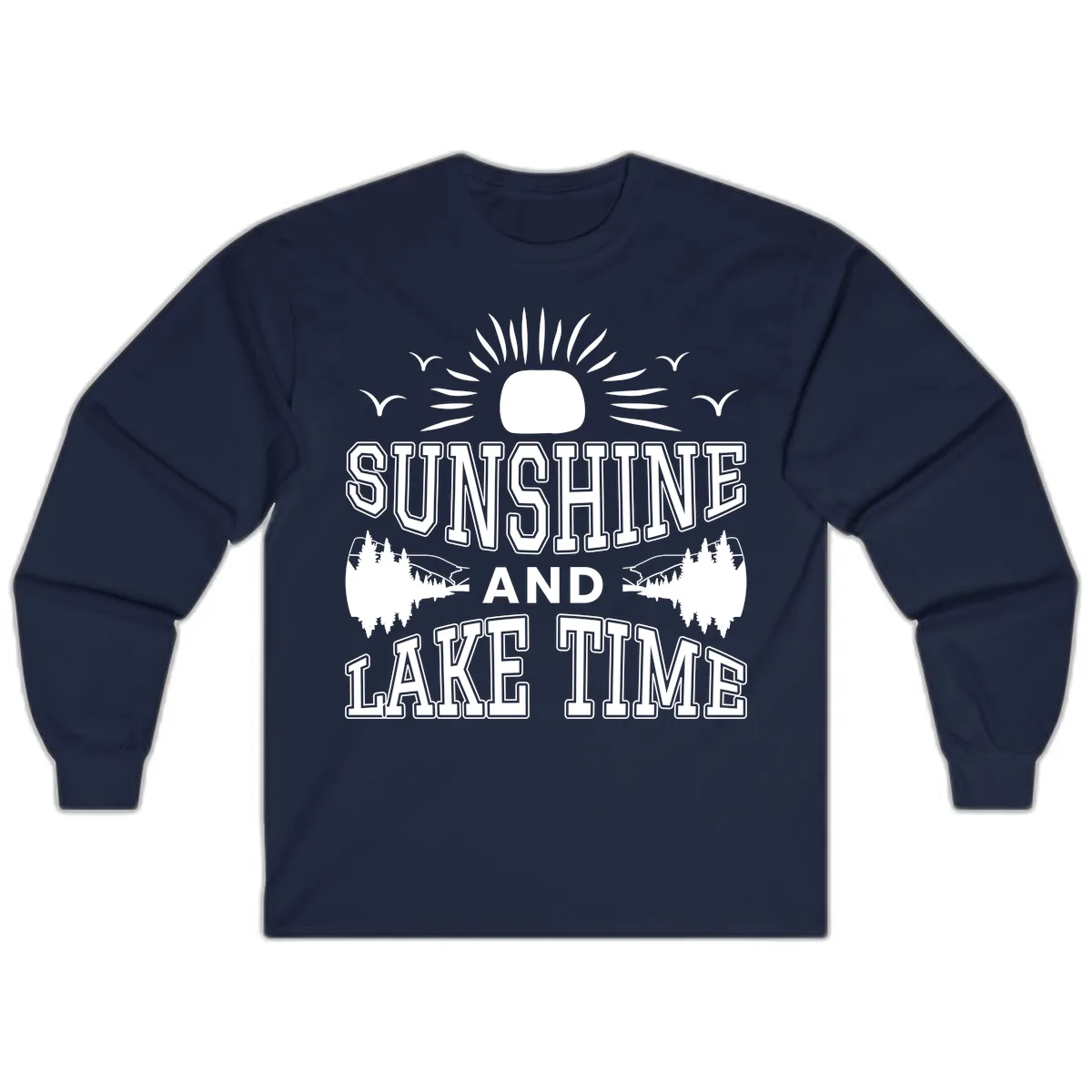 Sunshine And Lake Time Graphic Long Sleeve in Navy