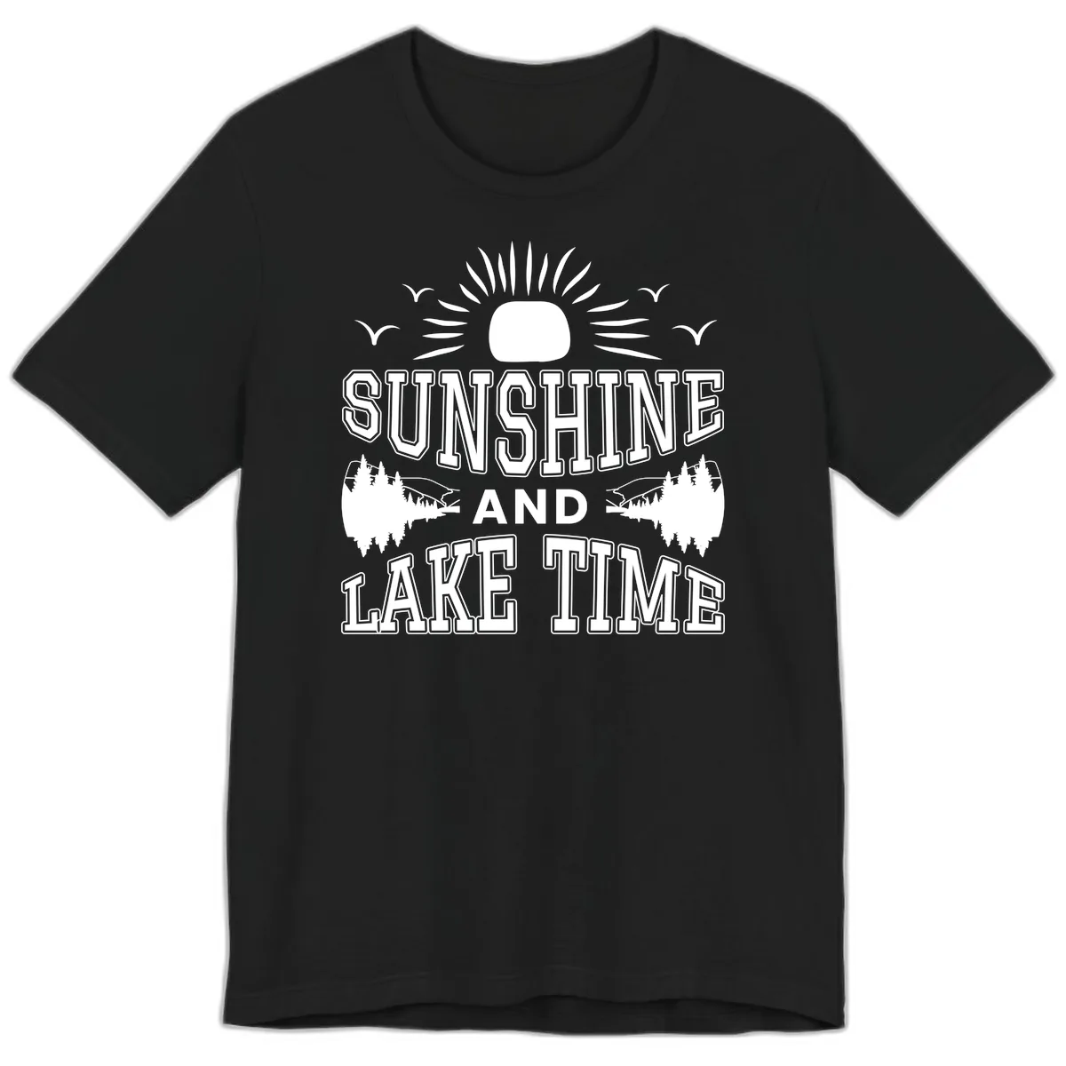 Sunshine And Lake Time Graphic Premium T-Shirt in Black