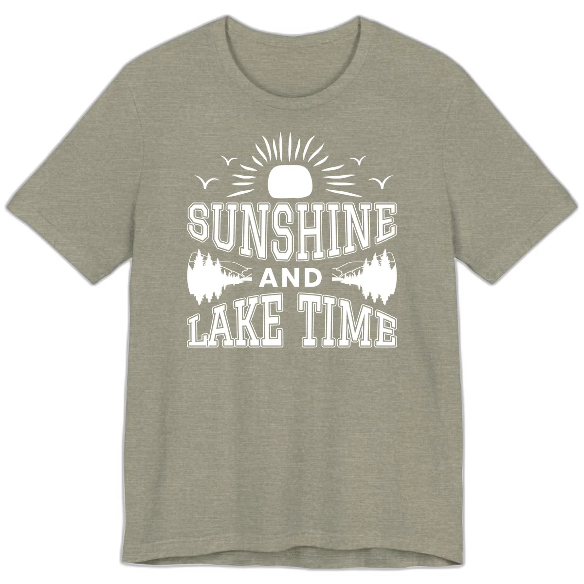 Sunshine And Lake Time Graphic Premium T-Shirt in Heather Stone