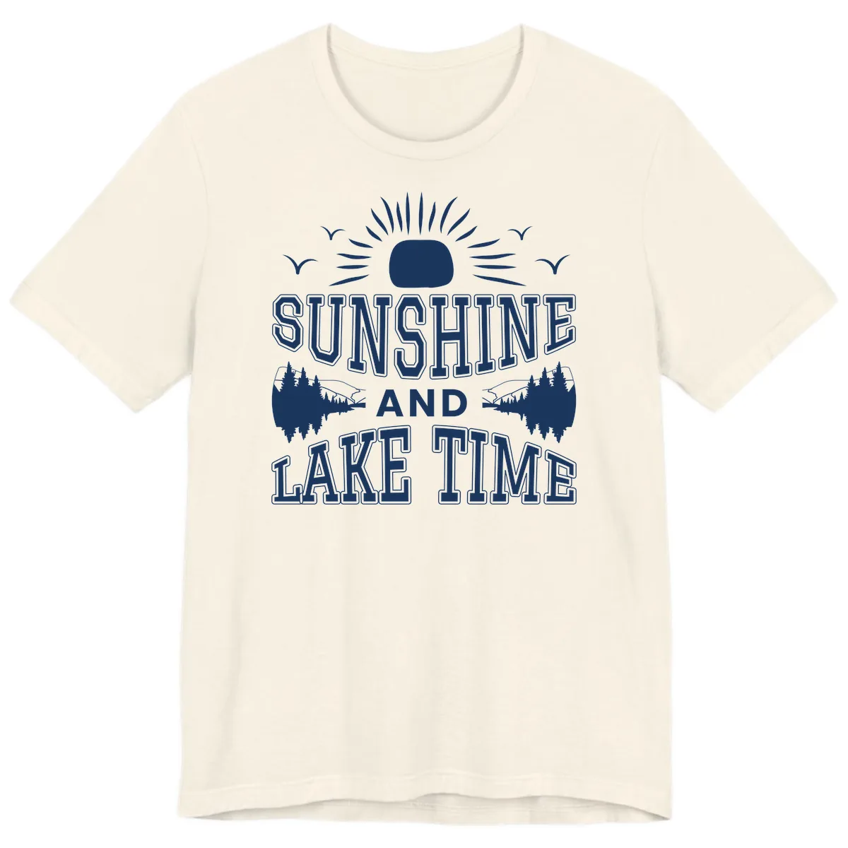 Sunshine And Lake Time Graphic Premium T-Shirt in Natural