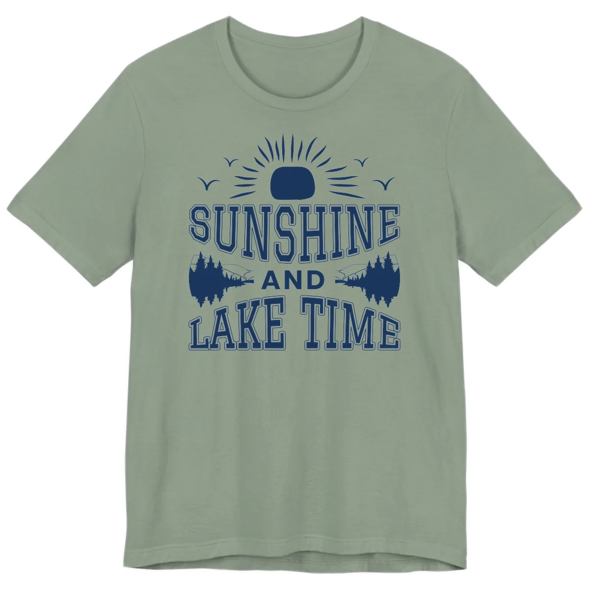 Sunshine And Lake Time Graphic Premium T-Shirt in Sage