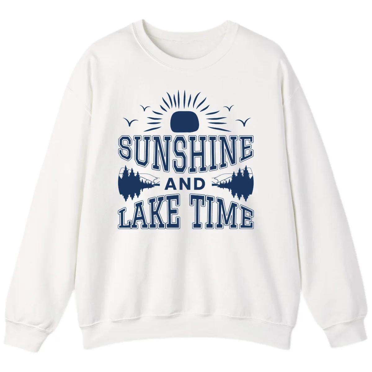 Sunshine And Lake Time Graphic Sweatshirt in White