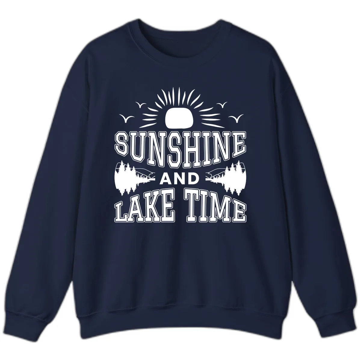 Sunshine And Lake Time Graphic Sweatshirt in Navy