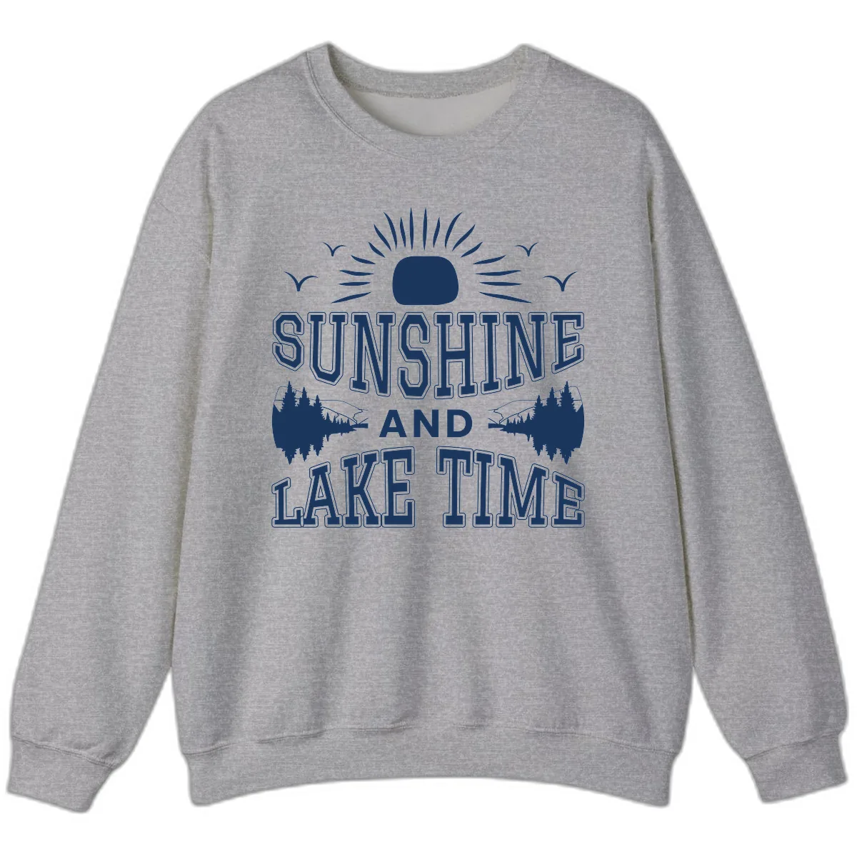 Sunshine And Lake Time Graphic Sweatshirt in Sport Grey
