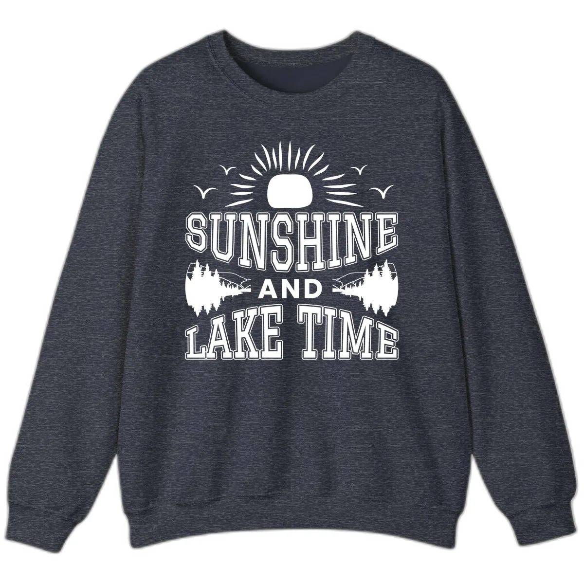 Sunshine And Lake Time Graphic Sweatshirt in Heather Sport Dark Navy