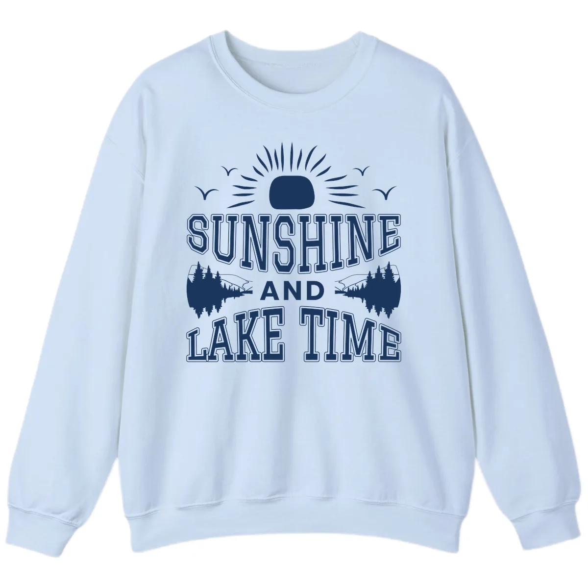 Sunshine And Lake Time Graphic Sweatshirt in Light Blue