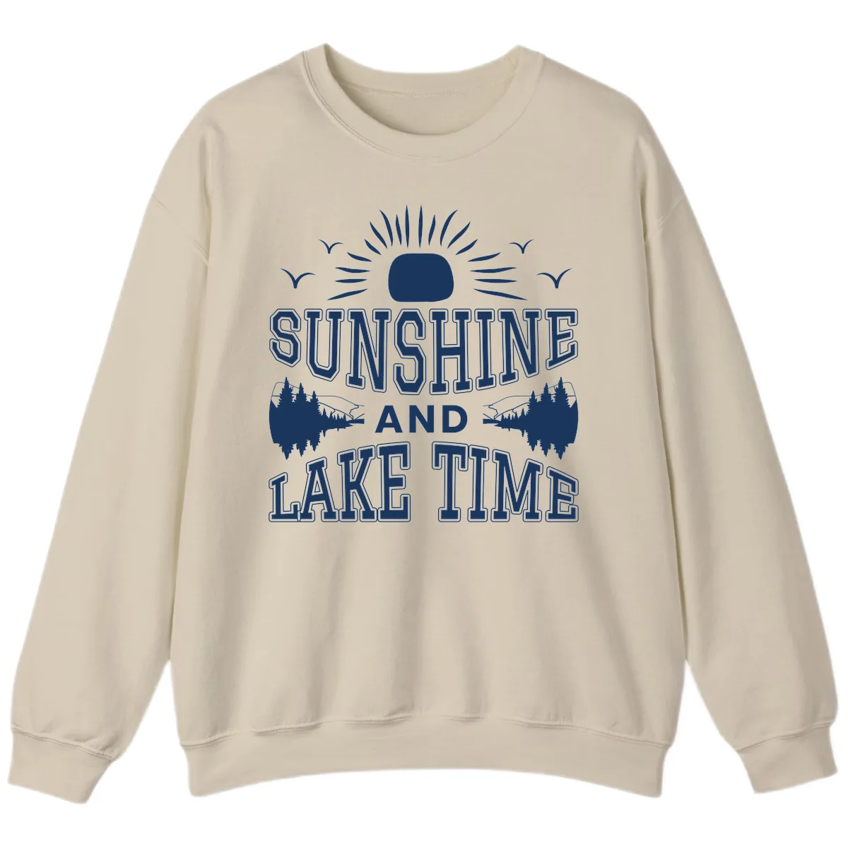 Sunshine And Lake Time Graphic Sweatshirt in Sand