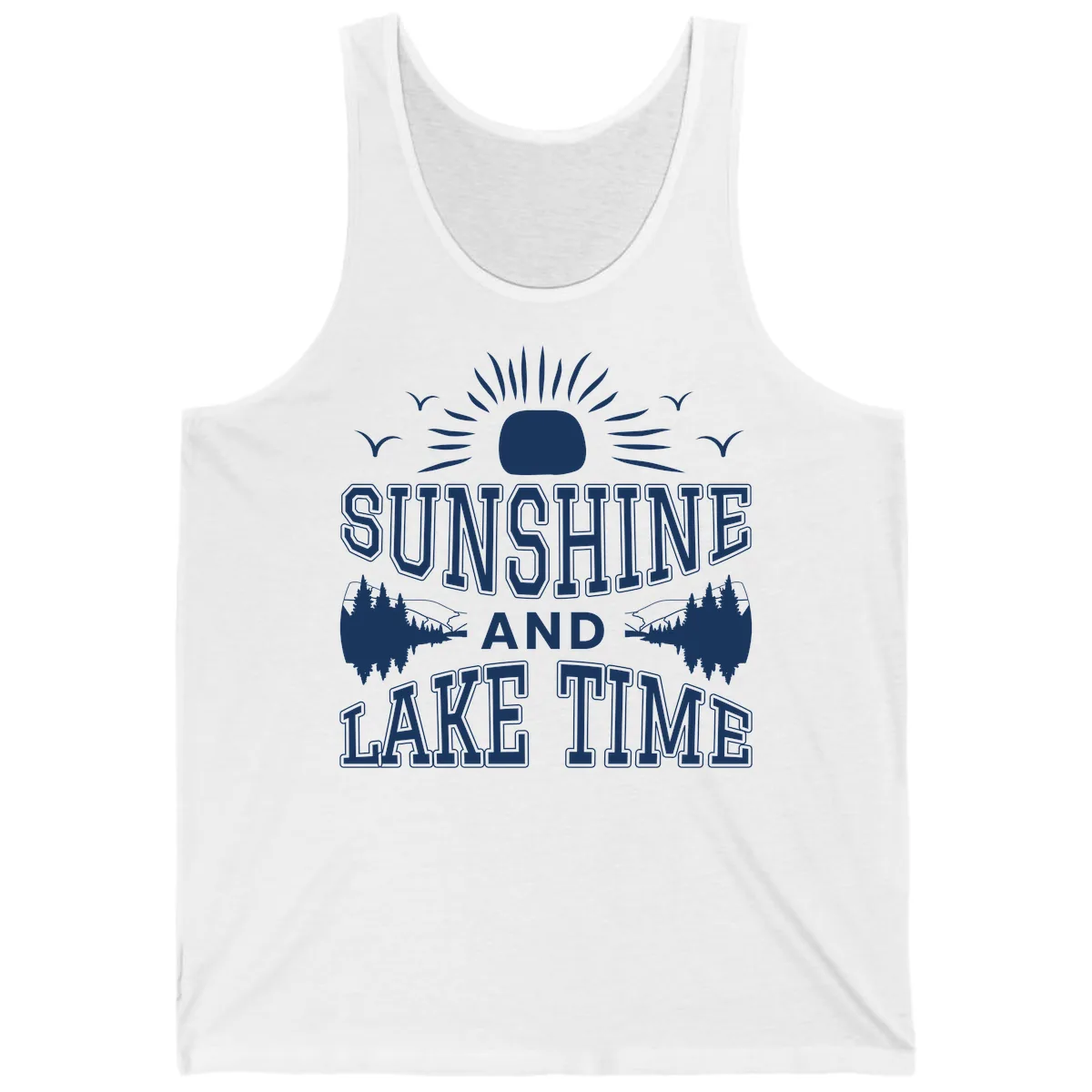 Sunshine And Lake Time Graphic Tank in White
