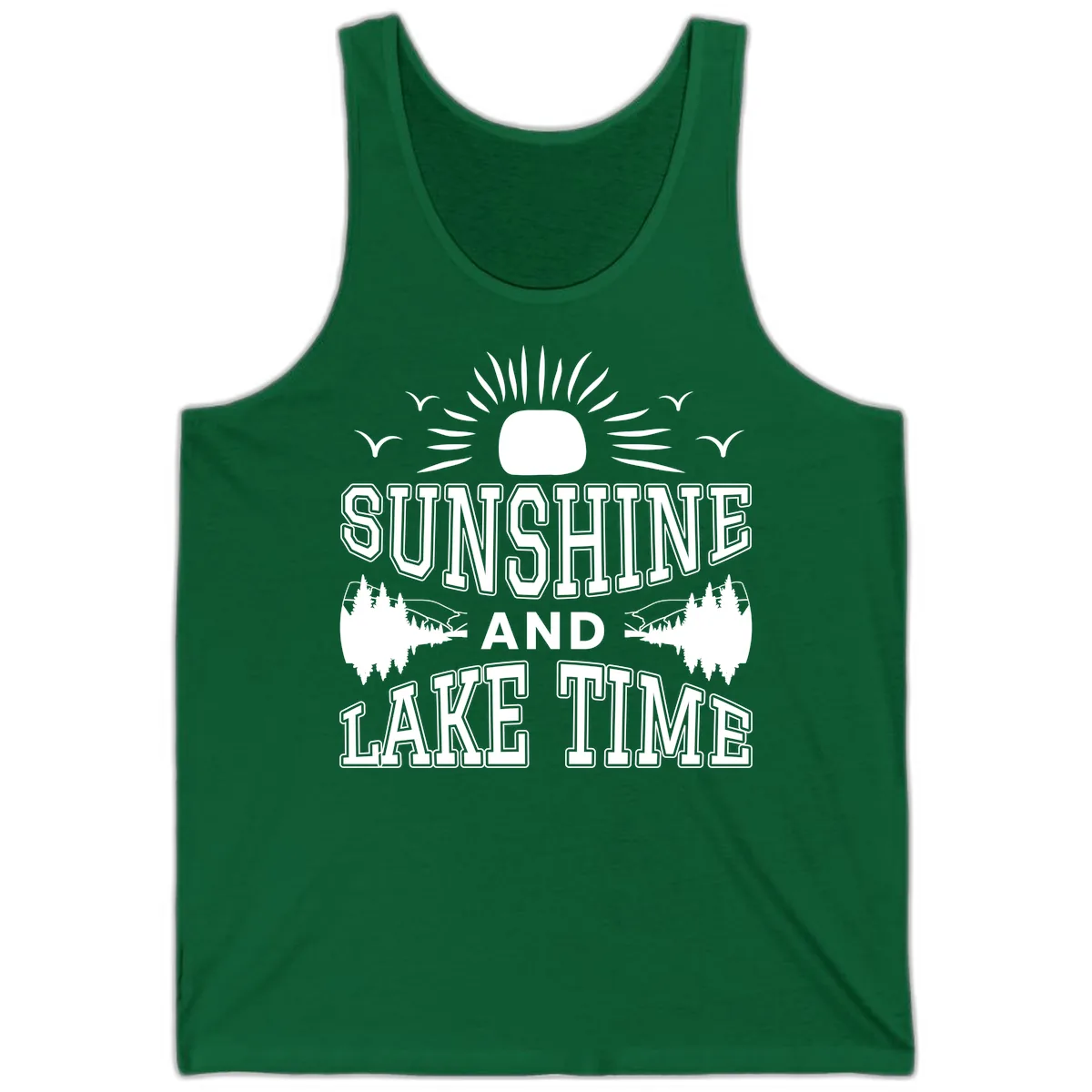 Sunshine And Lake Time Graphic Tank in Kelly