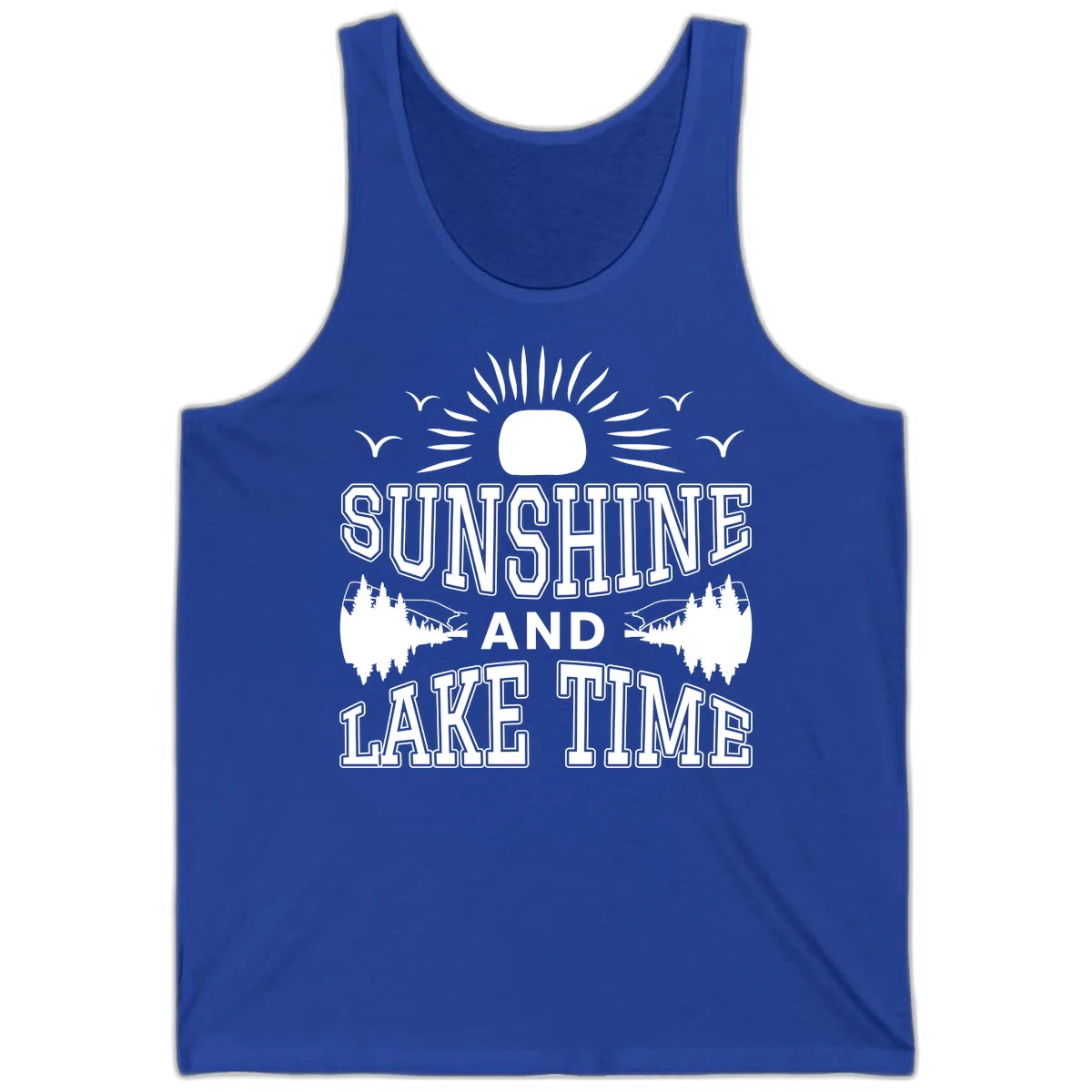 Sunshine And Lake Time Graphic Tank in True Royal
