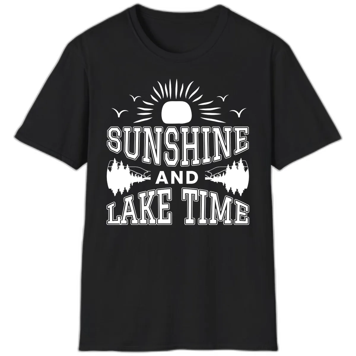Sunshine And Lake Time Graphic T-Shirt in Black