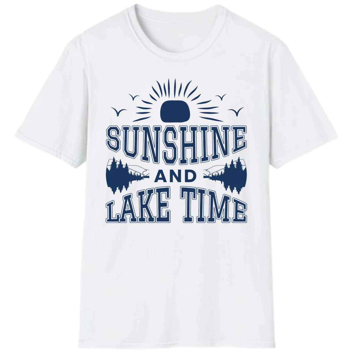 Sunshine And Lake Time Graphic T-Shirt in White