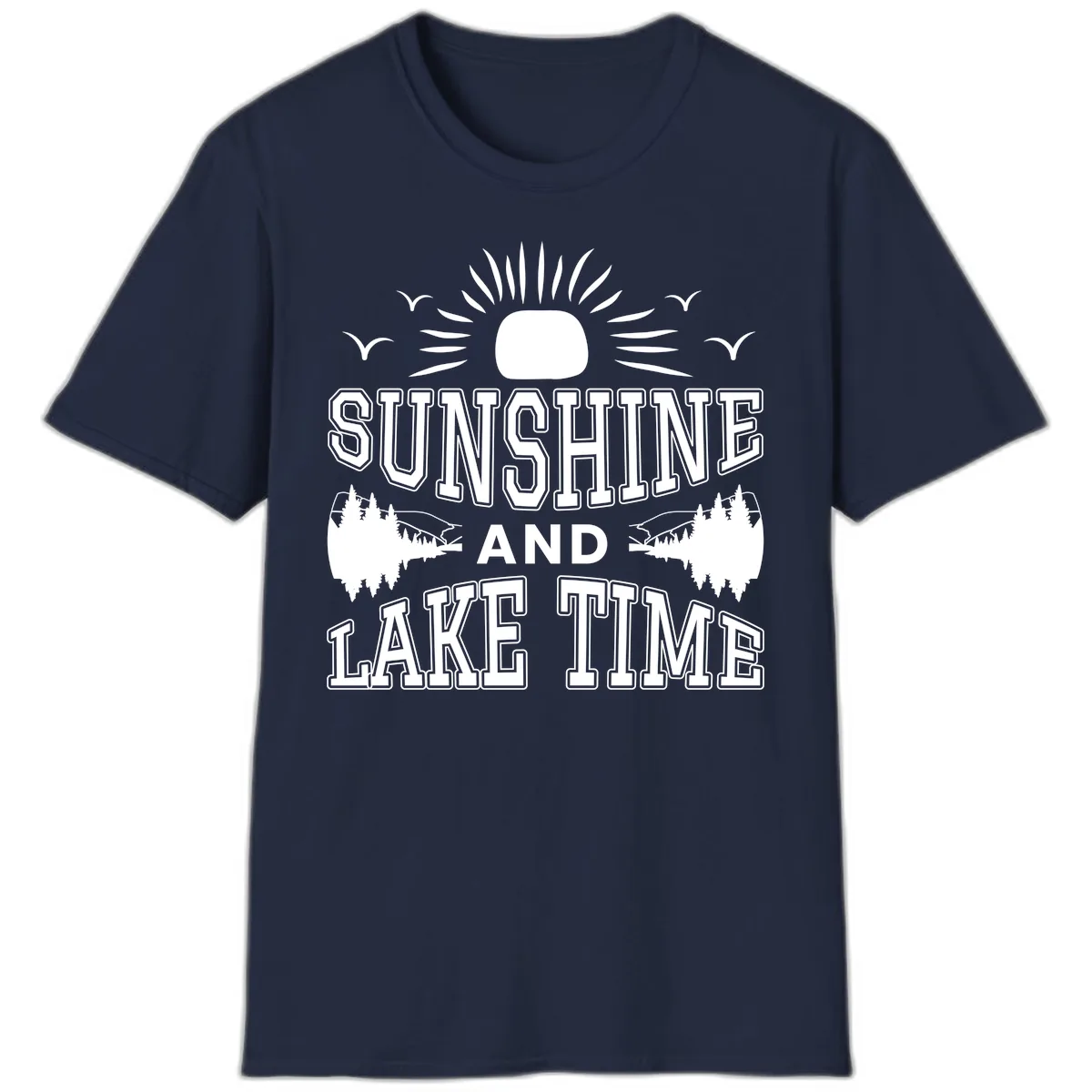 Sunshine And Lake Time Graphic T-Shirt in Navy